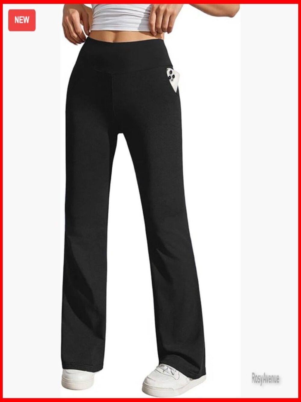 High Waist Straight Leg Yoga Pants with Pockets for Work Casual Wear